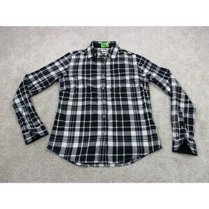 North Face Shirt Women Small Black White Flannel Plaid Outdoor Casual Button Up